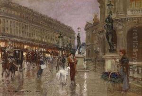 Place De L'opera, Paris Oil Painting by Georges Stein