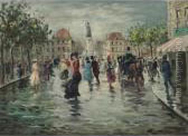 Windy Day, Paris Oil Painting by Georges Stein