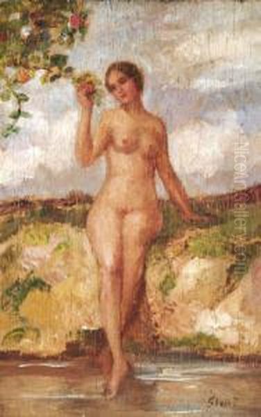 Akt Vizparton Oil Painting by Janos Gabriel Stein