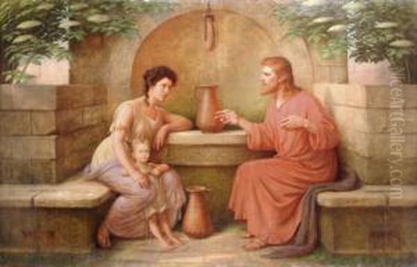 Krisztus Es A Szamariai Asszony Oil Painting by Rezsoe Steiner