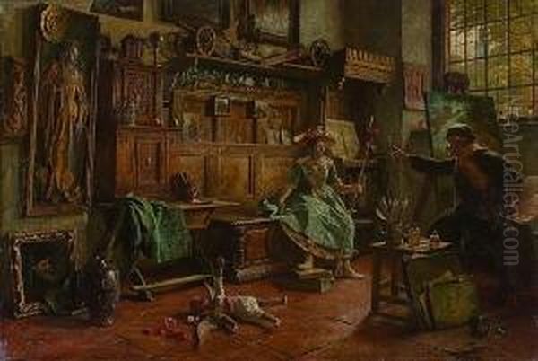 Der Kunstler In Seinem Atelier Oil Painting by Heinrich Stelzner