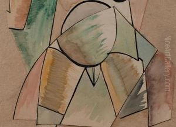 Konstruktivistisches Modell, Ca. 1920 Oil Painting by Georgii Avgusto Stenberg