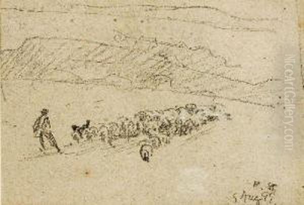 Schafer Mit Herde Oil Painting by Robert Sterl