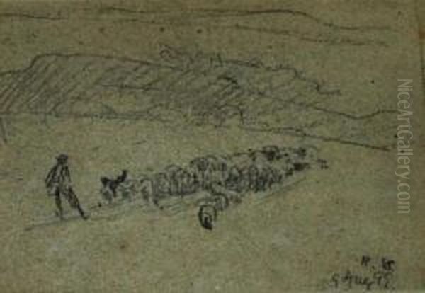 Schafherde Oil Painting by Robert Sterl