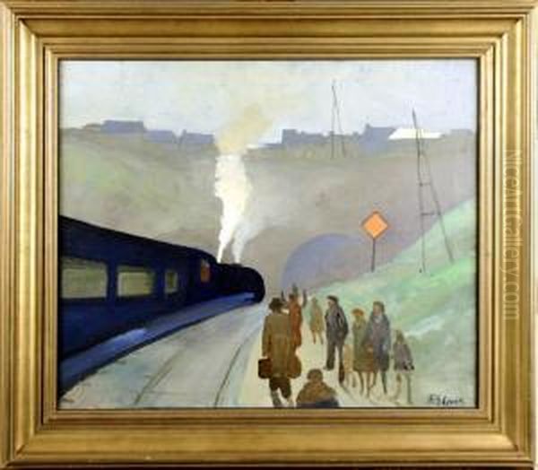 Train A Vapeur Oil Painting by Fernand Steven