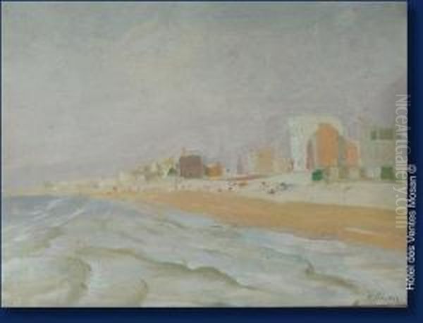 Plage A Mariakerke Oil Painting by Fernand Steven