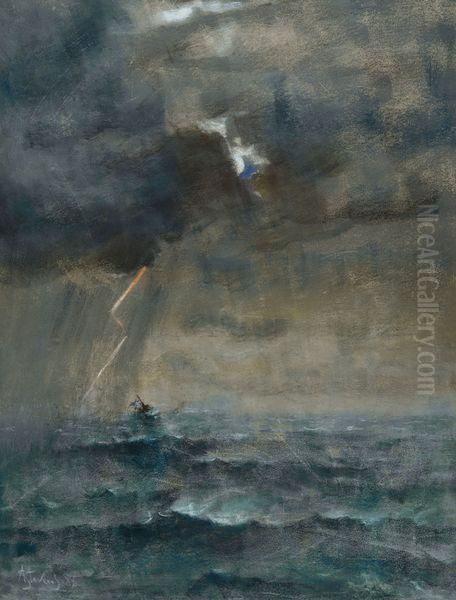 Marine Avec Eclairage Oil Painting by Aime Stevens