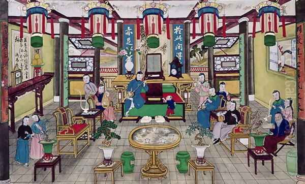 A Room in the House of Mr. Kong, a Peking Merchant Oil Painting by Anonymous Artist