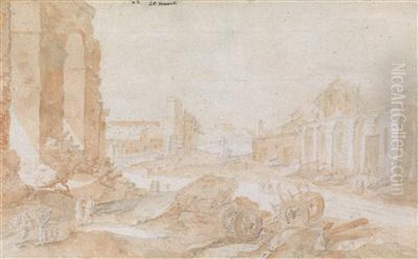 Ansicht Von Rom Mit Figurenstaffage Im Vordergrund Oil Painting by Pieter Stevens