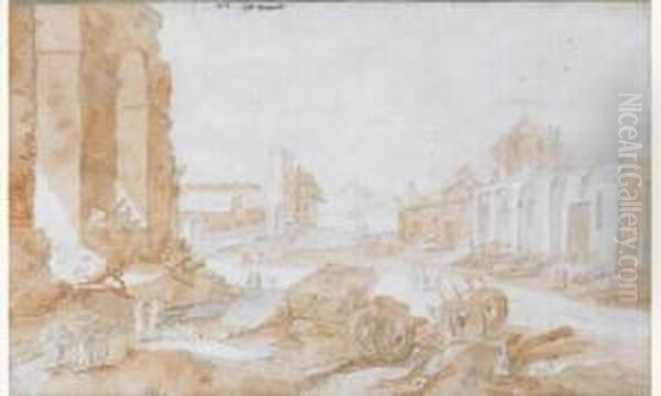 Vue De Rome, Animee De Personnages Oil Painting by Pieter Stevens