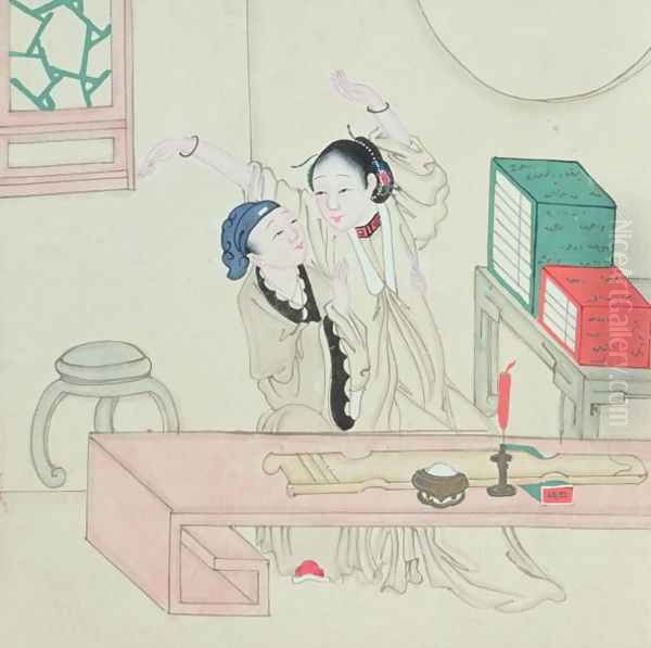 Couple Embracing Oil Painting by Anonymous Artist