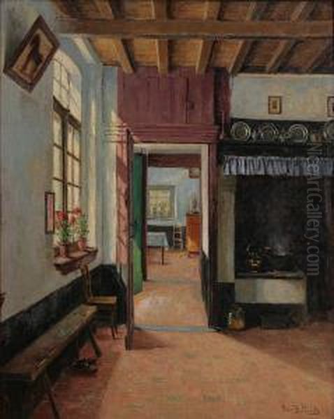 Kempisch Interieur Oil Painting by Pieter Stobbaerts