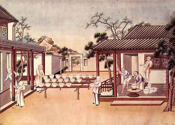 Porcelain Making Oil Painting by Anonymous Artist