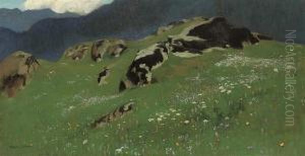 Sketch For Autumn In The Mountains Oil Painting by Adrian Scott Stokes