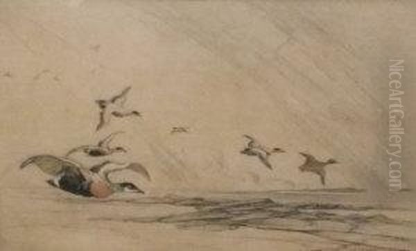 Birds In Flight Oil Painting by George Vernon Stokes