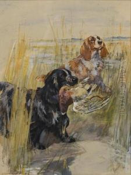 Cocker Spaniels Oil Painting by George Vernon Stokes