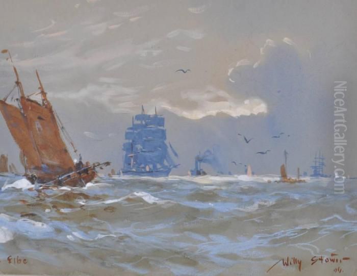 Der Elbe Oil Painting by Willy Stower