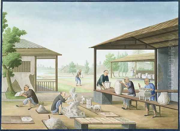 Manufacture of Porcelain: Hand Modelling & Moulding Oil Painting by Anonymous Artist