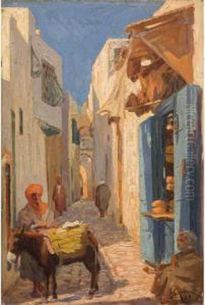 Strada Di Tunisi Oil Painting by Vito Stracquadaini