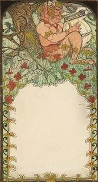 Bacchus Mit Weinkrug. (menuekarte). Oil Painting by Carl Strathmann