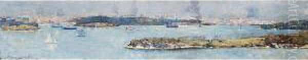 Panoramic View Of Sydney Harbour, Across Cremorne Oil Painting by Arthur Streeton
