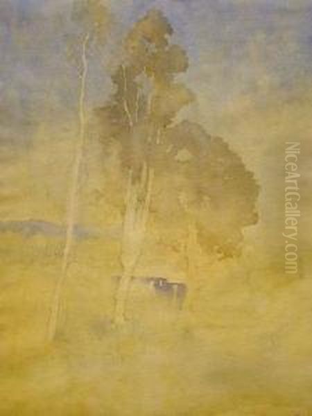 Trees Oil Painting by Arthur Streeton