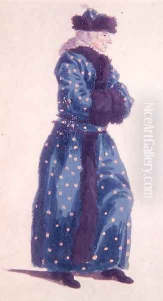 Miniature portrait of Voltaire 1694-1778 in old age c.1770-80 Oil Painting by Anonymous Artist