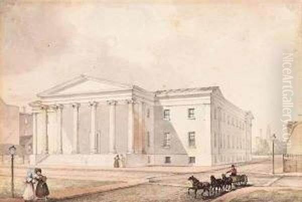 View Of The Second United States Mint Oil Painting by William Strickland