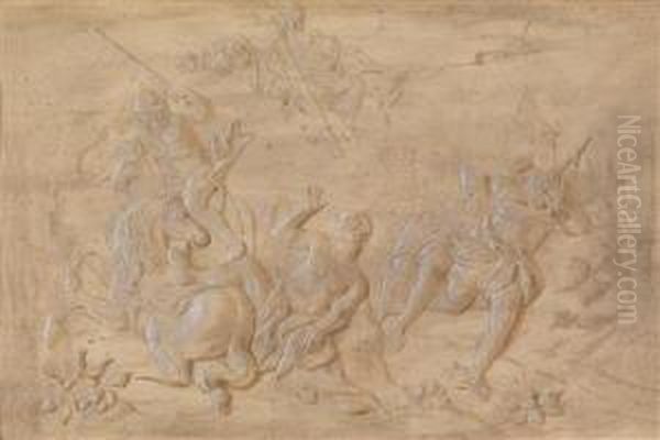 Zwei Grisaillen Mitbiblischen Szenen Oil Painting by Josef Leopold Strickner