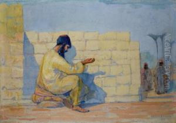 Jews In Tiberias Oil Painting by Herman G. Struck