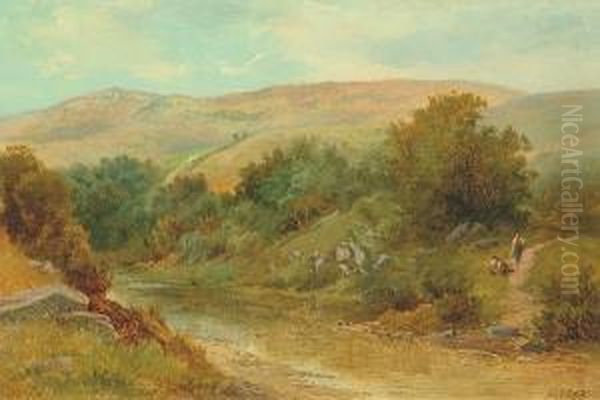 By The River, Eskdale, Near Whitby Oil Painting by Ralph I Stubbs