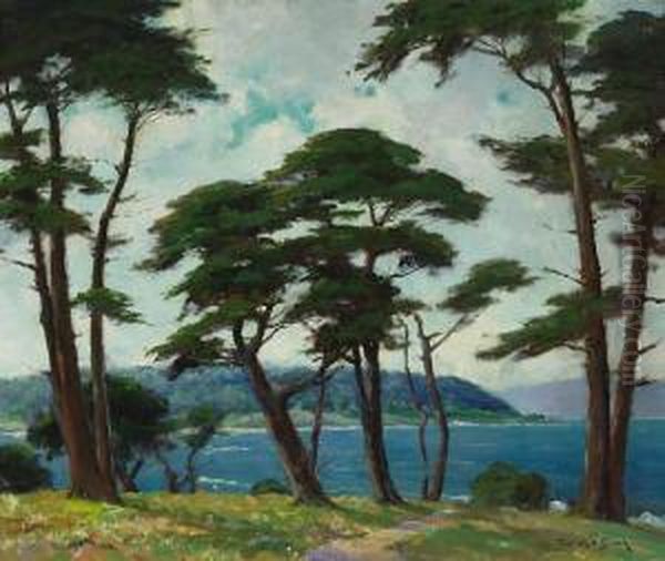 Monterey Coastal Scene Oil Painting by Dedrick Brandes Stuber