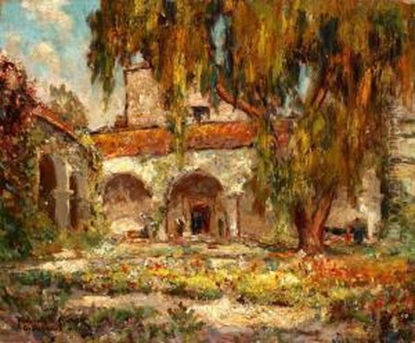 Capistrano Mission Oil Painting by Dedrick Brandes Stuber