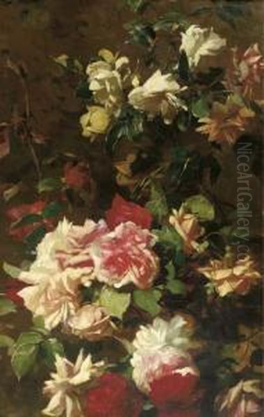 Colourful Roses Oil Painting by George Sturm