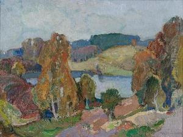 A Hill, Loch Doig Oil Painting by Alick Riddell Sturrock