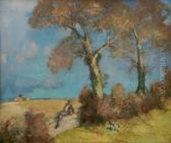 Jumping The Wall Oil Painting by Alick Riddell Sturrock