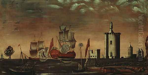 Seascape Fantasy 1770 1800 Oil Painting by Anonymous Artist