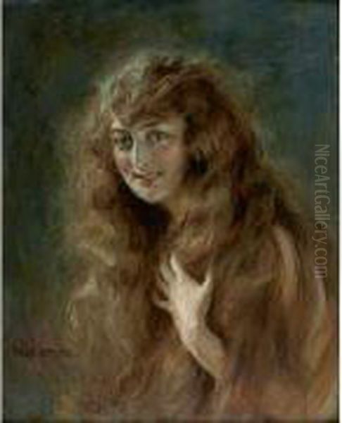 Portrait De Renee Estieu Oil Painting by Tade Styka