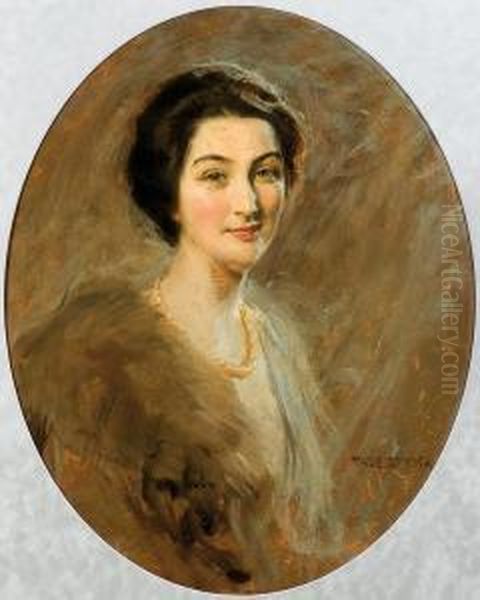 Portrait Of The Countess Lucienne Lepic Oil Painting by Tadeusz Styka