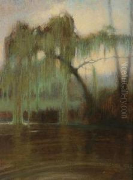 Landscape With Weeping Willow Oil Painting by Tadeusz Styka