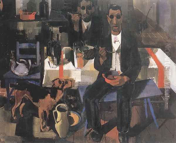 Vak muzsikusok, 1932 Oil Painting by Vilmos Aba-Novak