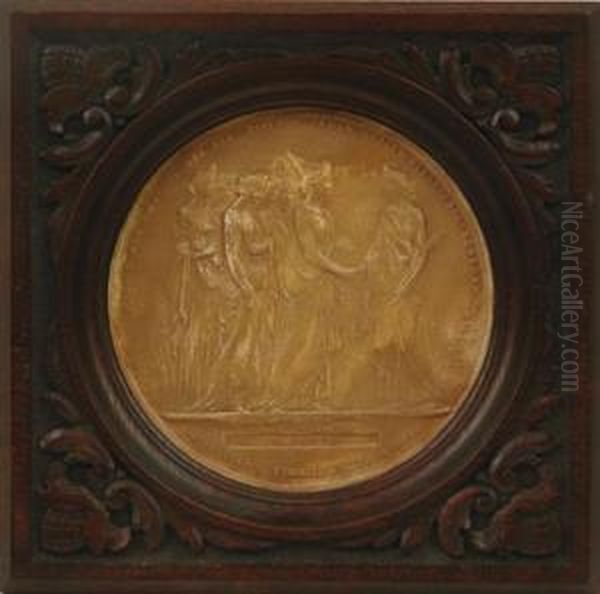 Summers Medallion For The Intercolonialexhibition, Victoria Oil Painting by Charles Summers