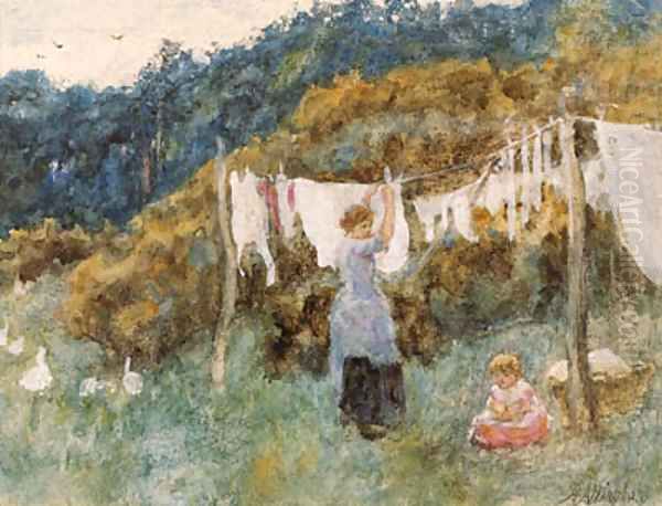 A study for The Clothes Line Oil Painting by Helen Mary Elizabeth Allingham