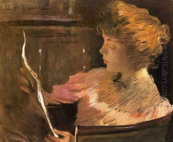 Jesse Steele Reading Oil Painting by John White Alexander