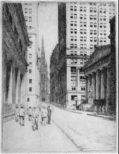 'old Trinity Church, New York City'. Oil Painting by Don Swann