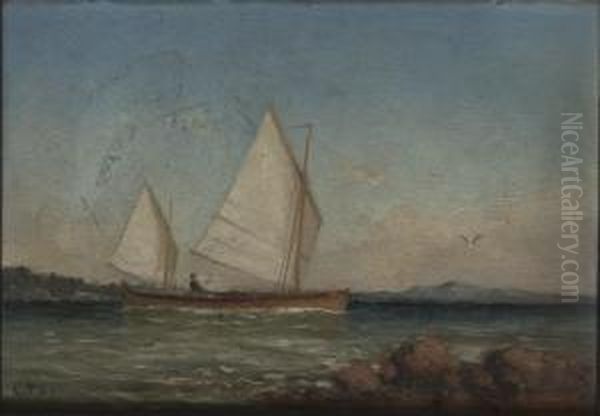 Tillskriven, Man I Segelbat Oil Painting by Christian Fredrik Swensson