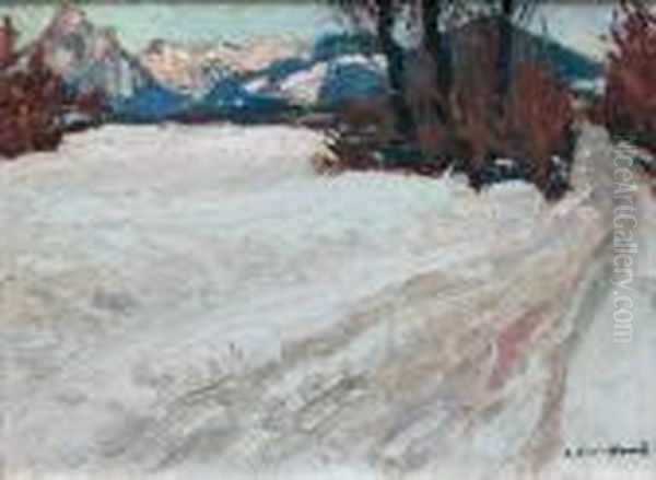 Paysage Hivernal Oil Painting by Alfred Swieykowski