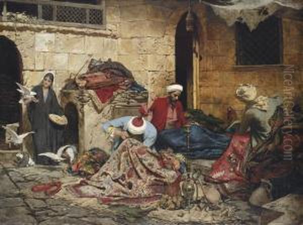 The Carpet Menders Oil Painting by Rudolf Swoboda