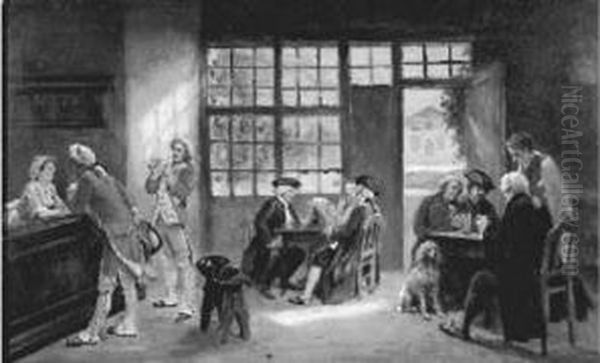 Scene De Cabaret Au Xviiie Siecle. Oil Painting by Joseph Noel Sylvestre