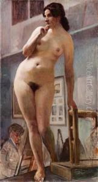 In Accademia Oil Painting by Giorgio Szoldaticz